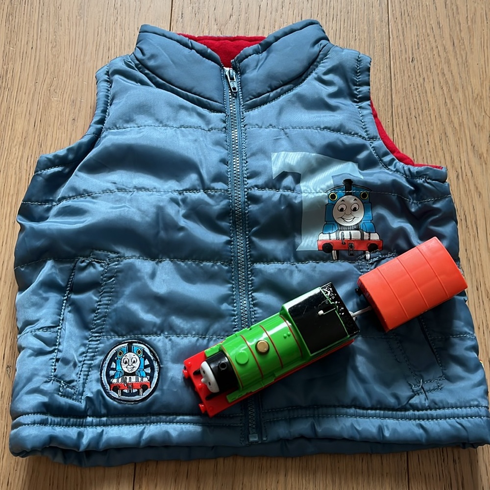 Thomas the Tank Engine Blue Bubble Vest (6-9 Months) & Percy Toy